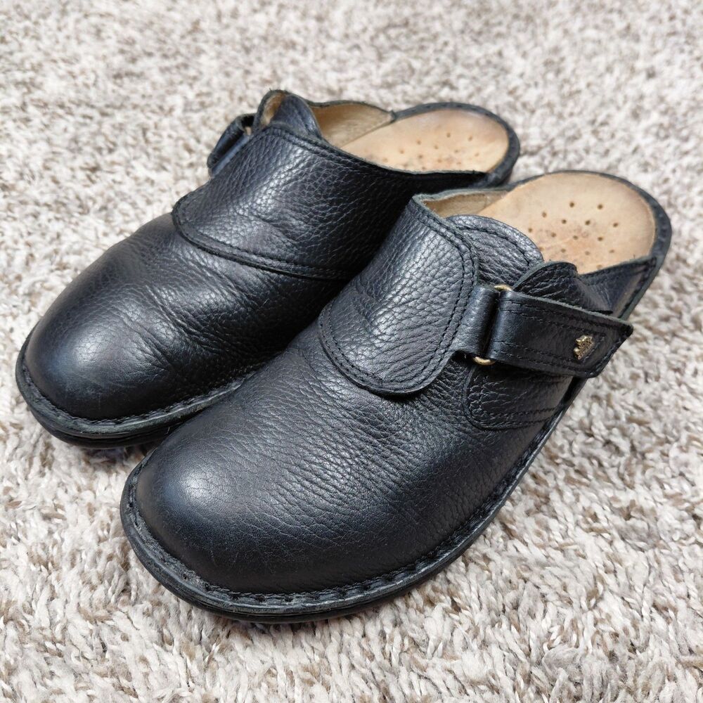Finn Comfort Orb Leather Clogs Comfort Mules Womens Size 38 EU 7.5 US Black